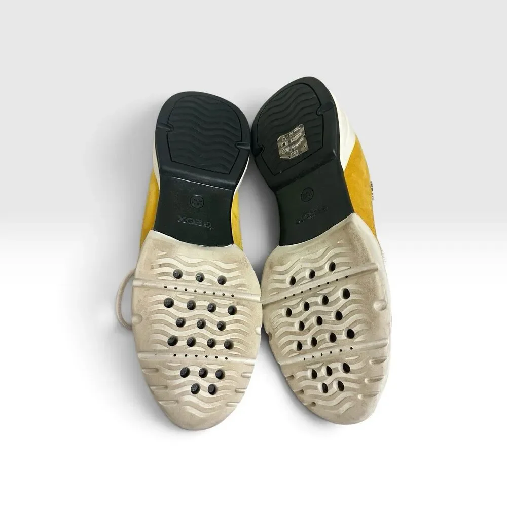 Geox Respira Women’s 10 Yellow Suede Mesh Sneakers Orange Silver EU 40